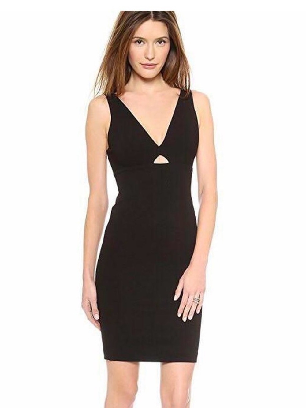 Alice+Olivia 'Dash' V-Neck Cut Out Sleeveless Midi Dress Black